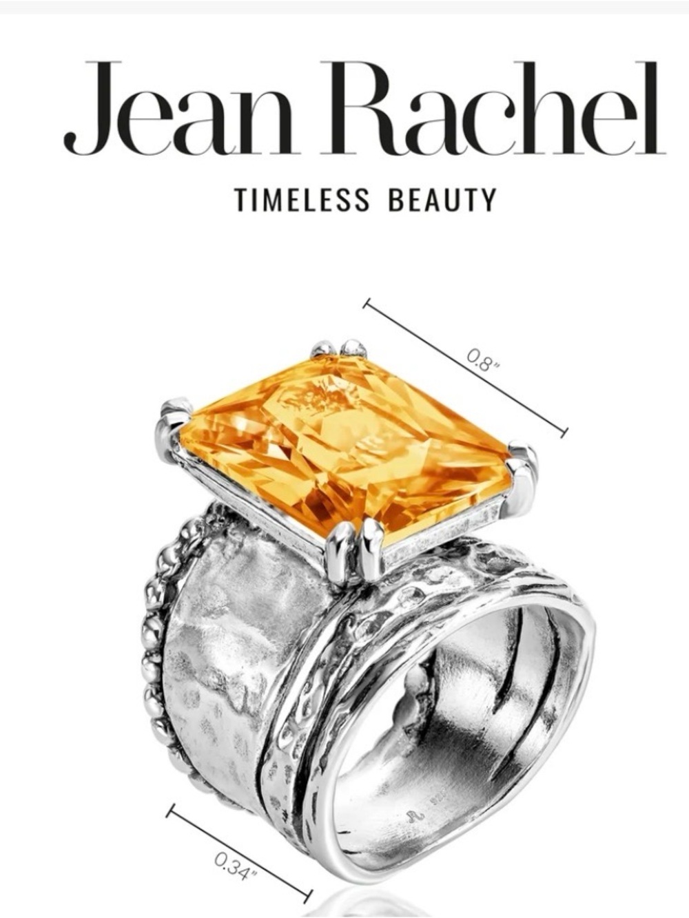 Rachel Silver Ring with Golden Citrine-Cut Stone